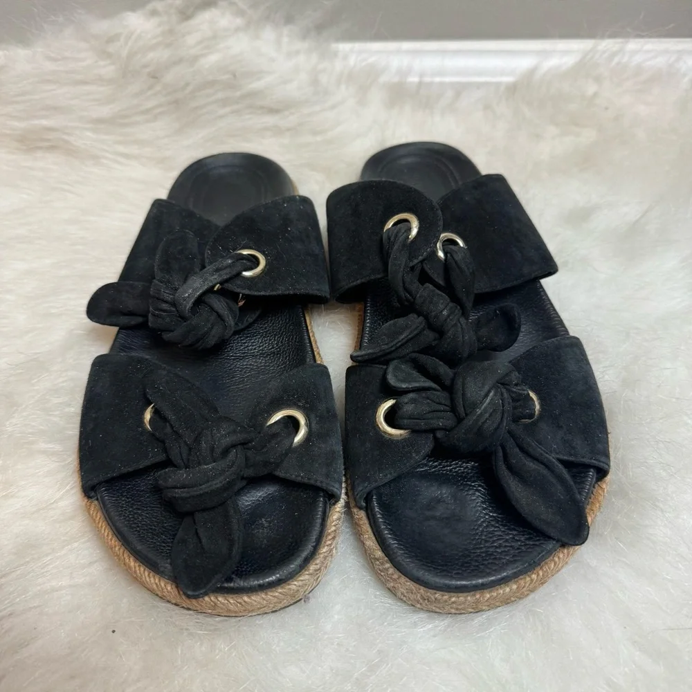 Jimmy Choo Nixon Suede Tie Espadrille Flat Slide On Sandals